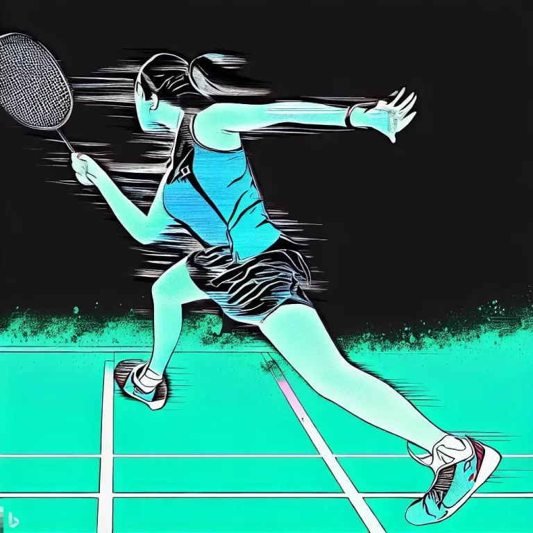 joueuse de badminton qui fait un revers en retard - shadow