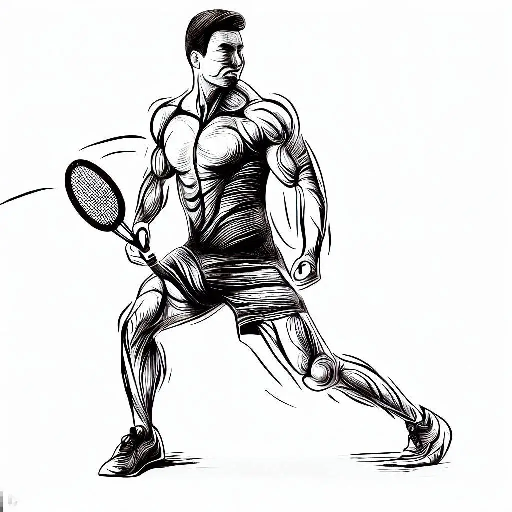 joueur de badminton athlétique - muscle dessiné