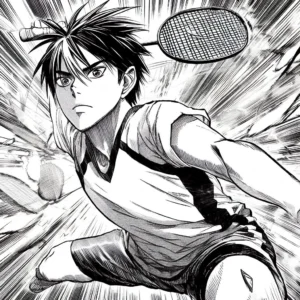 joueur qui fait un smash au badminton