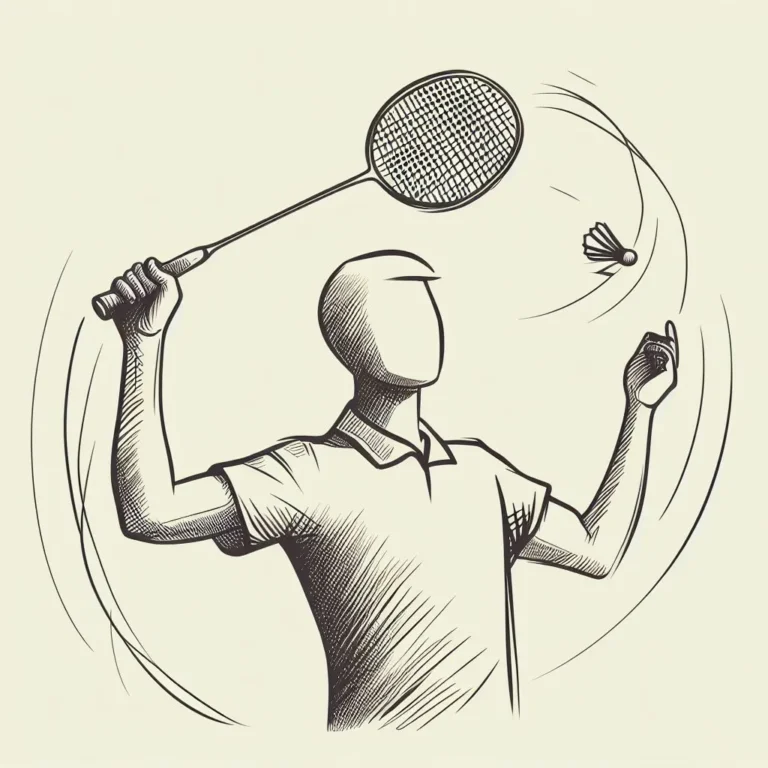 illustration d'un joueur de badminton qui arme son bras pour faire un smash